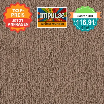 Vorwerk Safira Teppichboden Farbcode 1Q04 – Draufsicht mit Preisetikett 116,91 €/m²